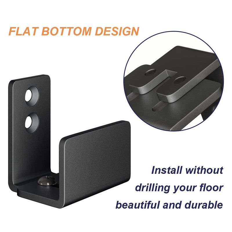 SMARTSTANDARD Adjustable U Shape Barn Door Floor Guide, Wall Mounted Flexible Flush Bottom Guide, Sturdy Steel Material, Black - Image 3